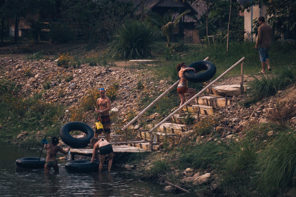 People enjoying themselves in the river of Pai